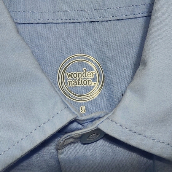 Wonder Nation Boy's Button Down Shirt - Light Blue - Size 5 - Picture 3 of 3